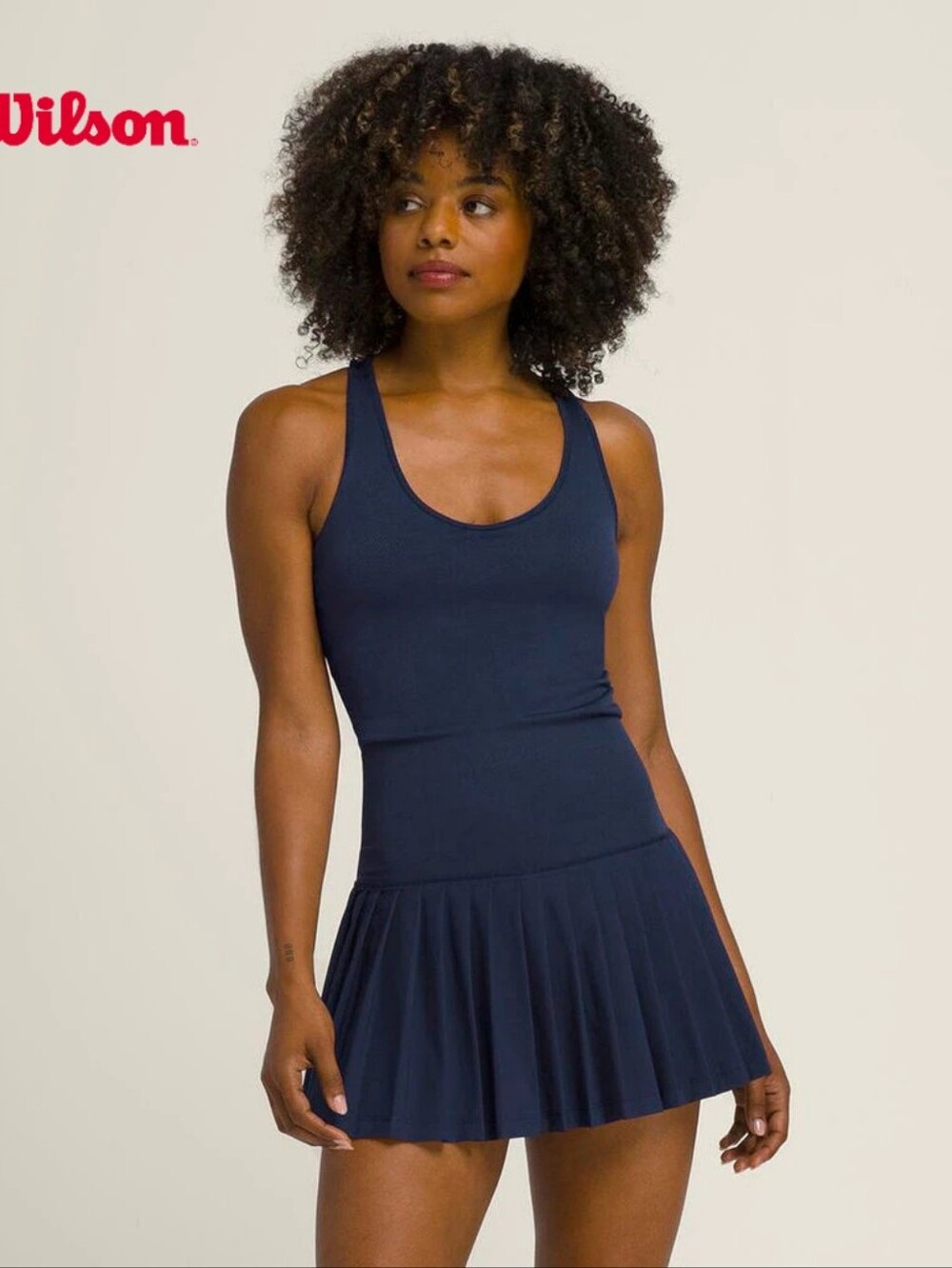 Wilson Women MIDTOWN TENNIS DRESS With Built-in Shorts, Navy, Medium